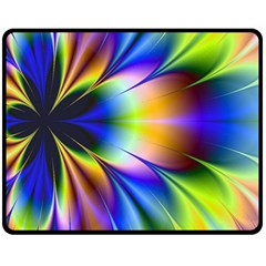 Bright Flower Fractal Star Floral Rainbow Double Sided Fleece Blanket (medium)  by Mariart