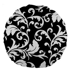 Black And White Floral Patterns Large 18  Premium Round Cushions by Nexatart