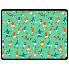 Players Football Playing Sports Dribbling Kicking Goalkeepers Fleece Blanket (large)  by Mariart