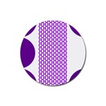 River Hyacinth Polka Circle Round Purple White Rubber Coaster (Round)  Front