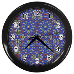 Colorful Ethnic Design Wall Clocks (black) by dflcprints