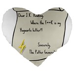 Dear J.K. Rowling... Large 19  Premium Flano Heart Shape Cushions Front