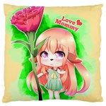 Happy Mother s Day Furry Girl Large Flano Cushion Case (Two Sides) Front