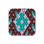 Animals Rooster Hens Chicks Chickens Plaid Star Flower Floral Sunflower Rubber Coaster (Square)  Front