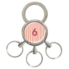 Number 6 Line Vertical Red Pink Wave Chevron 3-ring Key Chains by Mariart