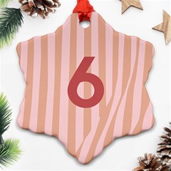 Number 6 Line Vertical Red Pink Wave Chevron Ornament (snowflake) by Mariart