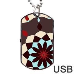 Red And Black Flower Pattern Dog Tag Usb Flash (one Side) by digitaldivadesigns