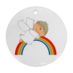 Angel Rainbow Cute Cartoon Angelic Ornament (round) by Nexatart