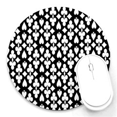 Dark Horse Playing Card Black White Round Mousepads by Mariart