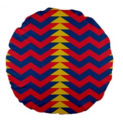 Lllustration Geometric Red Blue Yellow Chevron Wave Line Large 18  Premium Round Cushions by Mariart