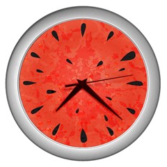 Summer Watermelon Design Wall Clocks (silver)  by TastefulDesigns