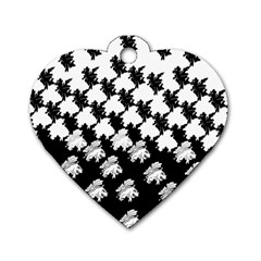 Transforming Escher Tessellations Full Page Dragon Black Animals Dog Tag Heart (one Side) by Mariart