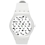 Dinosaurs pattern Round Plastic Sport Watch (M) Front