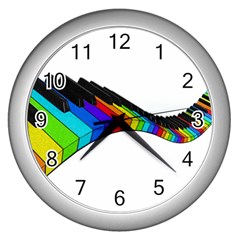 Rainbow Piano  Wall Clocks (silver)  by Valentinaart