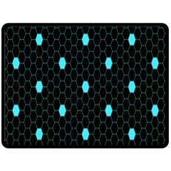 Blue Black Hexagon Dots Fleece Blanket (large)  by Mariart