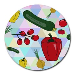 Vegetables Cucumber Tomato Round Mousepads by Nexatart