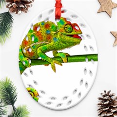 Chameleons Oval Filigree Ornament (two Sides) by Valentinaart