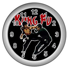 Kung Fu  Wall Clocks (silver)  by Valentinaart