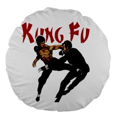 Kung Fu  Large 18  Premium Flano Round Cushions by Valentinaart