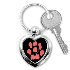 Craft Pink Black Polka Spot Key Chains (heart)  by Mariart