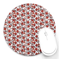 Roses Pattern Round Mousepads by Valentinaart