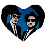 Blues Brothers  Large 19  Premium Flano Heart Shape Cushions Front