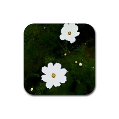 Daisies In Green Rubber Coaster (square)  by DeneWestUK