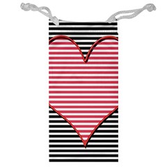 Heart Stripes Symbol Striped Jewelry Bag by Nexatart