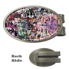 Graffiti Wall Pattern Background Money Clips (oval)  by Nexatart