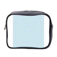 Blue Red Circle Polka Mini Toiletries Bag 2-side by Mariart