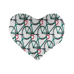 Bicycle Cycling Bike Green Sport Standard 16  Premium Flano Heart Shape Cushions by Mariart