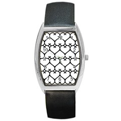 Heart Background Wire Frame Black Wireframe Barrel Style Metal Watch by Mariart