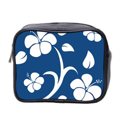 Blue Hawaiian Flower Floral Mini Toiletries Bag 2-side by Mariart