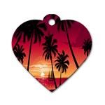 Nature Palm Trees Beach Sea Boat Sun Font Sunset Fabric Dog Tag Heart (Two Sides) Front