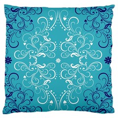 Repeatable Flower Leaf Blue Large Flano Cushion Case (two Sides) by Mariart