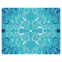 Repeatable Flower Leaf Blue Double Sided Flano Blanket (medium)  by Mariart