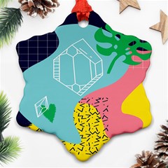 Behance Feelings Beauty Waves Blue Yellow Pink Green Leaf Ornament (snowflake) by Mariart