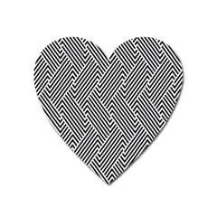 Escher Striped Black And White Plain Vinyl Heart Magnet by Mariart