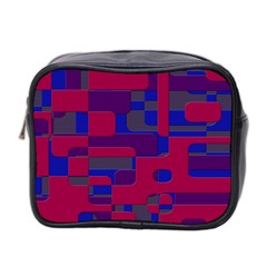 Offset Puzzle Rounded Graphic Squares In A Red And Blue Colour Set Mini Toiletries Bag 2-side by Mariart