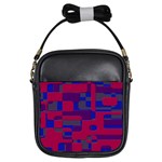 Offset Puzzle Rounded Graphic Squares In A Red And Blue Colour Set Girls Sling Bags Front