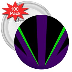 Rays Light Chevron Purple Green Black Line 3  Buttons (100 Pack)  by Mariart