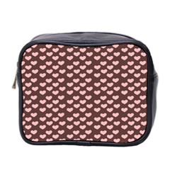 Chocolate Pink Hearts Gift Wrap Mini Toiletries Bag 2-side by Mariart