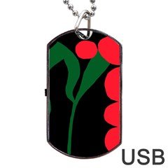 Illustrators Portraits Plants Green Red Polka Dots Dog Tag Usb Flash (two Sides) by Mariart