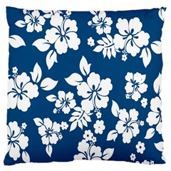 Hibiscus Flowers Seamless Blue White Hawaiian Large Cushion Case (two Sides) by Mariart