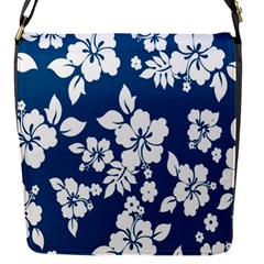 Hibiscus Flowers Seamless Blue White Hawaiian Flap Messenger Bag (s) by Mariart