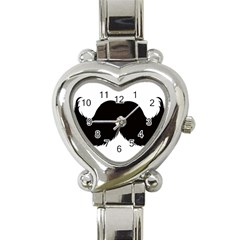 Mustache Owl Hair Black Man Heart Italian Charm Watch by Mariart