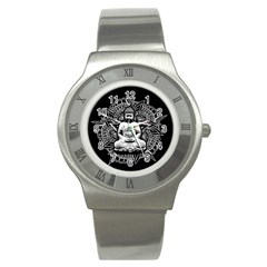 Ornate Buddha Stainless Steel Watch by Valentinaart