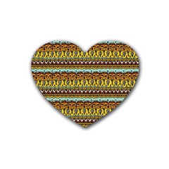 Bohemian Fabric Pattern Rubber Coaster (heart)  by BangZart