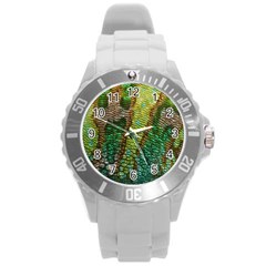 Chameleon Skin Texture Round Plastic Sport Watch (l) by BangZart