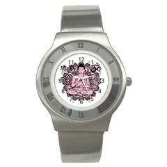 Ornate Buddha Stainless Steel Watch by Valentinaart